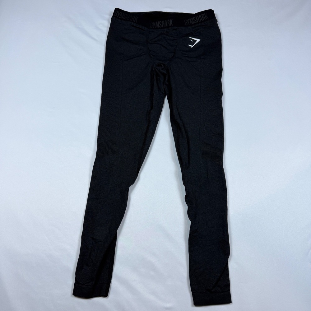 Gymshark Base Layer Leggings Mens S Black Marl Seamless Compression Athletic